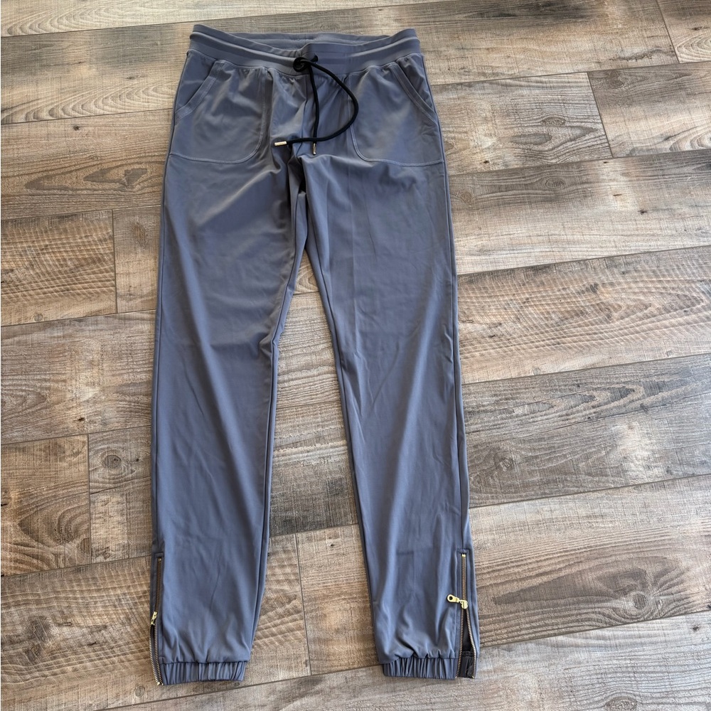 ZYIA Womens Dark Gray Peak Zipper Joggers 31” With Pockets Size Medium